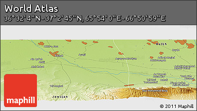 Physical Panoramic Map of the Area around 36° 47' 25" N, 66° 22' 30" E