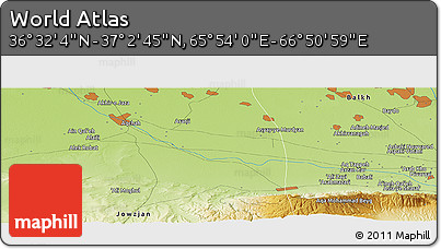 Physical Panoramic Map of the Area around 36° 47' 25" N, 66° 22' 30" E