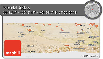 Satellite Panoramic Map of the Area around 36° 47' 25" N, 66° 22' 30" E