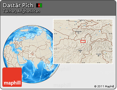 Shaded Relief Location Map of Dastār Pīch