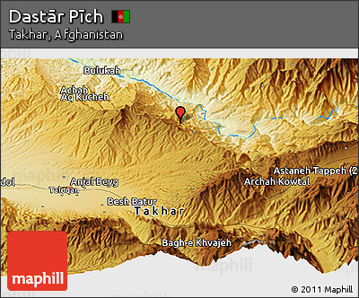 Physical Panoramic Map of Dastār Pīch