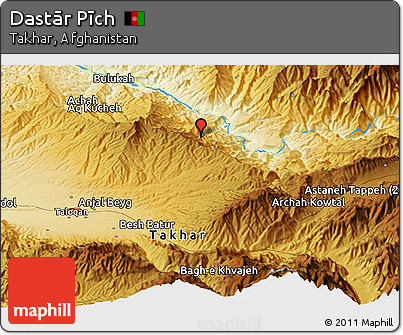 Physical Panoramic Map of Dastār Pīch