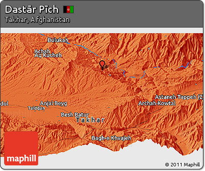 Political Panoramic Map of Dastār Pīch