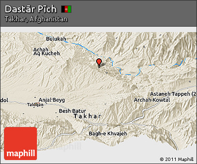 Shaded Relief Panoramic Map of Dastār Pīch
