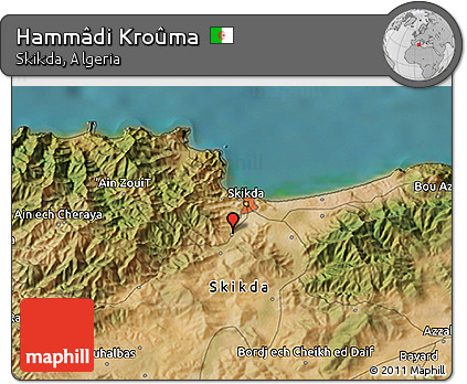 Satellite 3D Map of Hammâdi Kroûma