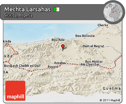 Shaded Relief Panoramic Map of Mechta Larsahas