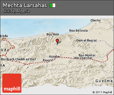 Shaded Relief Panoramic Map of Mechta Larsahas