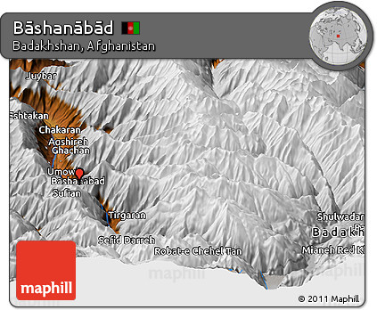 Physical Panoramic Map of Bāshanābād