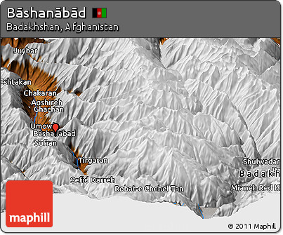 Physical Panoramic Map of Bāshanābād