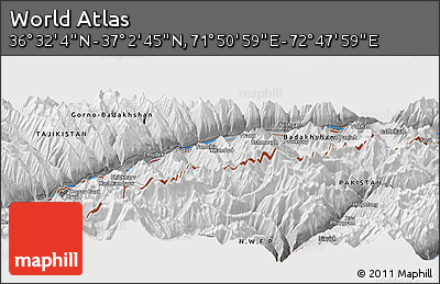 Physical Panoramic Map of the Area around 36° 47' 25" N, 72° 19' 29" E