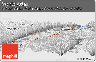 Physical Panoramic Map of the Area around 36° 47' 25" N, 72° 19' 29" E