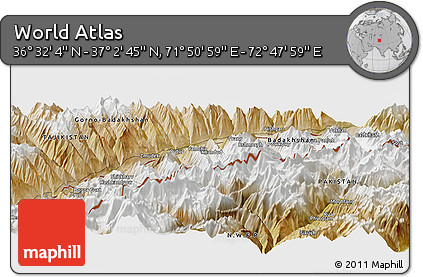 Satellite Panoramic Map of the Area around 36° 47' 25" N, 72° 19' 29" E
