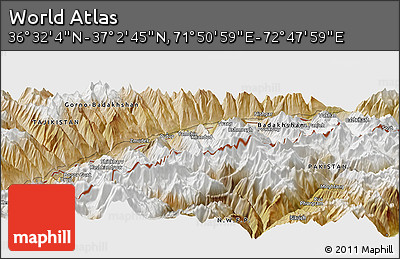 Satellite Panoramic Map of the Area around 36° 47' 25" N, 72° 19' 29" E