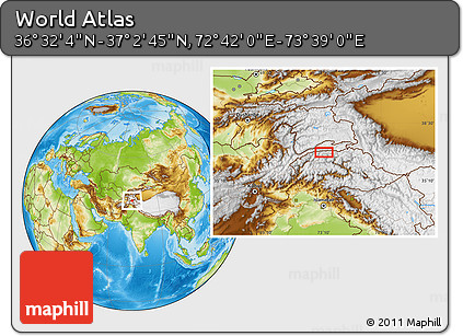Physical Location Map of the Area around 36° 47' 25" N, 73° 10' 30" E