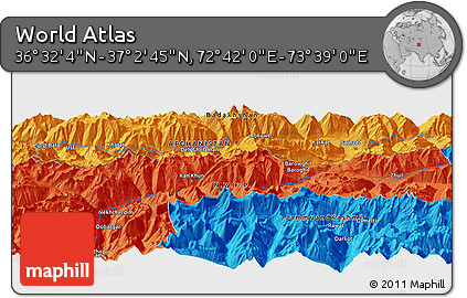 Political Panoramic Map of the Area around 36° 47' 25" N, 73° 10' 30" E