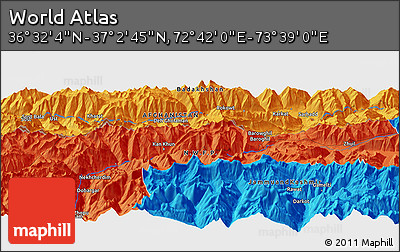 Political Panoramic Map of the Area around 36° 47' 25" N, 73° 10' 30" E