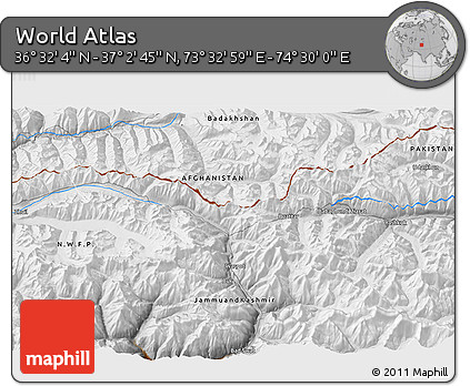 Physical 3D Map of the Area around 36° 47' 25" N, 74° 1' 30" E