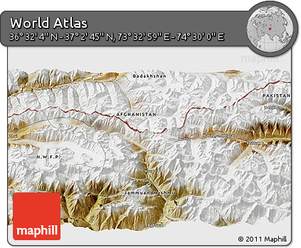 Satellite 3D Map of the Area around 36° 47' 25" N, 74° 1' 30" E
