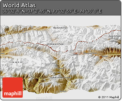 Satellite 3D Map of the Area around 36° 47' 25" N, 74° 1' 30" E