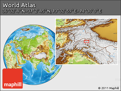 Physical Location Map of the Area around 36° 47' 25" N, 74° 1' 30" E