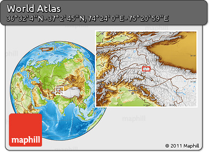 Physical Location Map of the Area around 36° 47' 25" N, 74° 52' 30" E