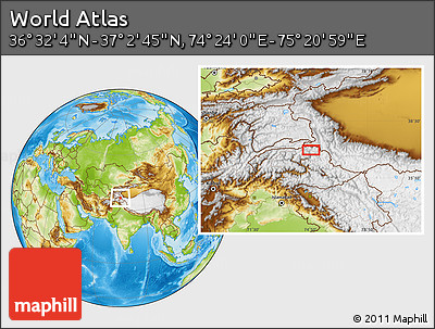 Physical Location Map of the Area around 36° 47' 25" N, 74° 52' 30" E