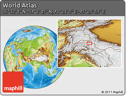 Physical Location Map of the Area around 36° 47' 25" N, 74° 52' 30" E