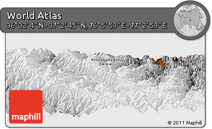 Physical Panoramic Map of the Area around 36° 47' 25" N, 76° 34' 29" E
