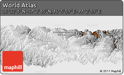 Physical Panoramic Map of the Area around 36° 47' 25" N, 76° 34' 29" E