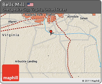 Shaded Relief 3D Map of Bells Mill