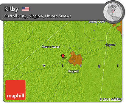 Physical Map of Kilby