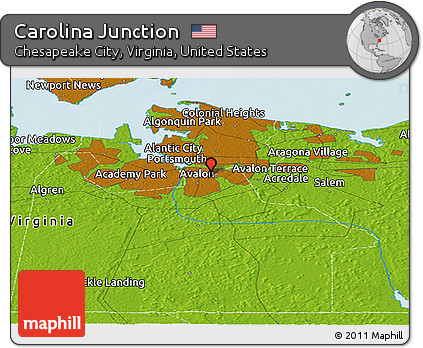 Physical Panoramic Map of Carolina Junction
