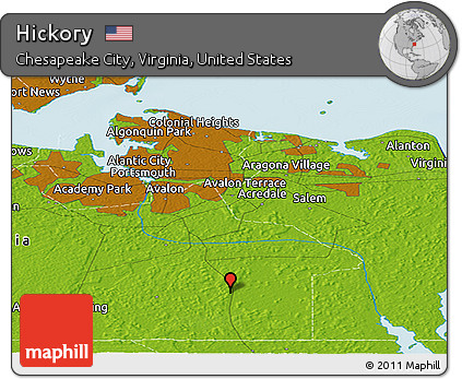 Physical Panoramic Map of Hickory