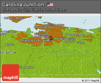 Physical Panoramic Map of Carolina Junction
