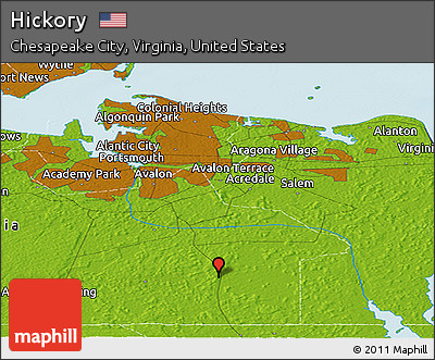 Physical Panoramic Map of Hickory
