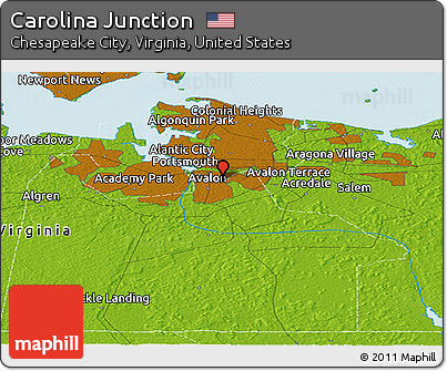 Physical Panoramic Map of Carolina Junction