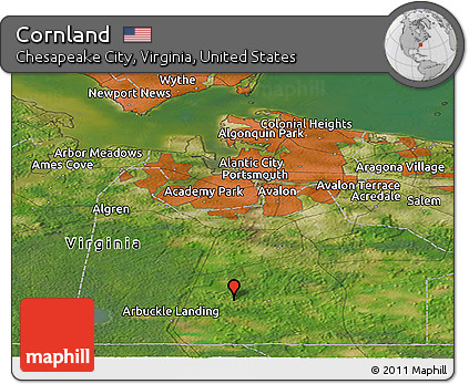 Satellite Panoramic Map of Cornland