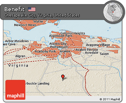 Shaded Relief Panoramic Map of Benefit