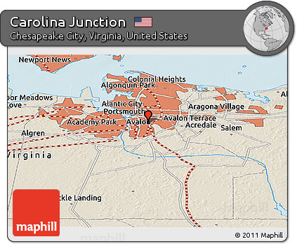 Shaded Relief Panoramic Map of Carolina Junction