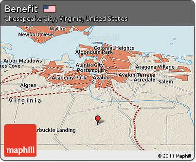Shaded Relief Panoramic Map of Benefit