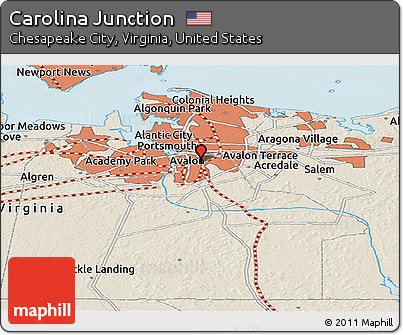 Shaded Relief Panoramic Map of Carolina Junction