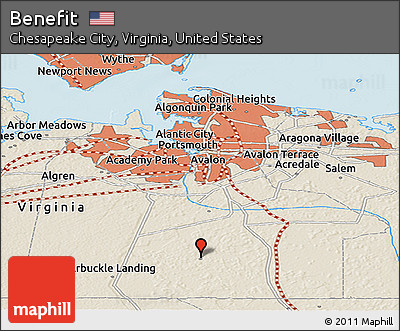 Shaded Relief Panoramic Map of Benefit