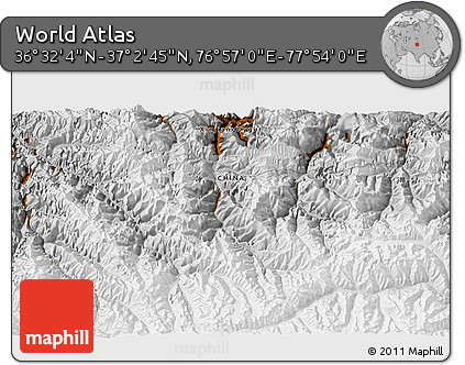 Physical 3D Map of the Area around 36° 47' 25" N, 77° 25' 30" E