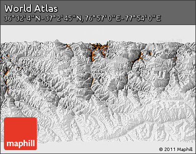Physical 3D Map of the Area around 36° 47' 25" N, 77° 25' 30" E