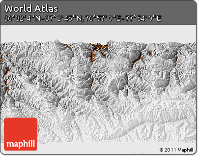 Physical 3D Map of the Area around 36° 47' 25" N, 77° 25' 30" E