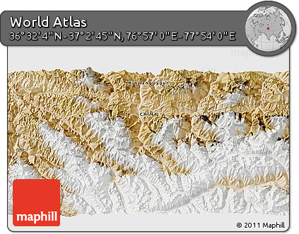 Satellite 3D Map of the Area around 36° 47' 25" N, 77° 25' 30" E