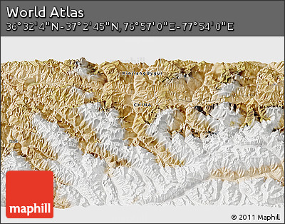 Satellite 3D Map of the Area around 36° 47' 25" N, 77° 25' 30" E