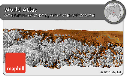 Physical Panoramic Map of the Area around 36° 47' 25" N, 79° 7' 30" E