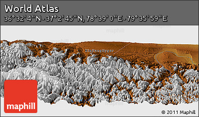 Physical Panoramic Map of the Area around 36° 47' 25" N, 79° 7' 30" E