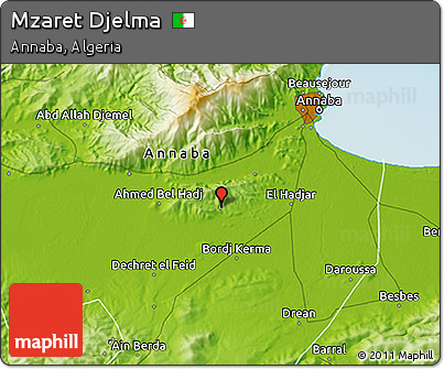 Physical 3D Map of Mzaret Djelma